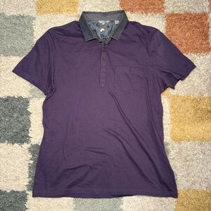 Ted Baker Deep Purple Polo Shirt with Dotted Collar